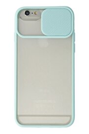 CepteToptan iPhone 6 Kılıf Palm Buzlu Kamera Sürgülü Silikon - Turkuaz - DROPX7688-4457