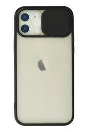 CepteToptan iPhone 12 Kılıf Palm Buzlu Kamera Sürgülü Silikon - Siyah - DROPX7729-4671