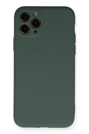 CepteToptan iPhone 11 Pro Kılıf Nano içi Kadife Silikon - Koyu Yeşil - DROPX7631-6137