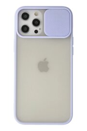 CepteToptan iPhone 12 Pro Max Kılıf Palm Buzlu Kamera Sürgülü Silikon - Lila - DROPX7811-8031