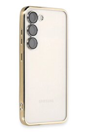 CepteToptan Samsung Galaxy S23 Kılıf Lensli Silikon - Gold - DROPX9153-8643