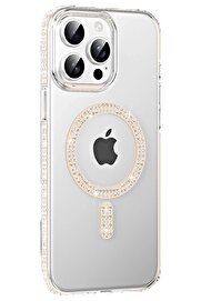 CepteToptan Apple iPhone 15 Pro Max Move Taşlı Magsafe Kapak - Pembe - DROPX1636-5660