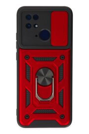 CepteToptan Xiaomi Redmi 10C Kılıf Pars Lens Yüzüklü Silikon - Kırmızı - DROPX8361-3788