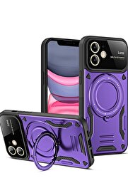 CepteToptan iPhone 11 Kılıf Joy Lens Standlı Kapak - Mor - DROPX2999-2726