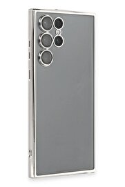 CepteToptan Samsung Galaxy S22 Ultra Kılıf Lensli Silikon - Gümüş - DROPX7976-1317