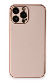 CepteToptan iPhone 13 Pro Kılıf Coco Deri Silikon Kapak - Pembe - DROPX7764-4820