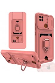CepteToptan Xiaomi Redmi 9C Kılıf Zuma Kartvizitli Yüzüklü Silikon - Pembe - DROPX7491-9610