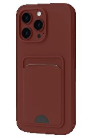 CepteToptan iPhone 16 Plus Kılıf Kelvin Kartvizitli Silikon - Bordo - DROPX1740-1481