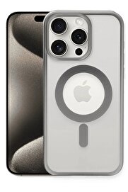 CepteToptan iPhone 15 Pro Max Kılıf Erozi Magsafe Kapak - Gümüş - DROPX6307-8746