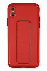 CepteToptan iPhone XS Max Kılıf Coco Deri Standlı Kapak - Kırmızı - DROPX5971-3757