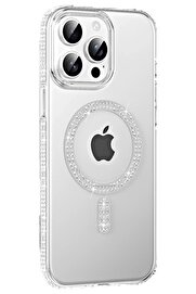 CepteToptan Apple iPhone 15 Pro Move Taşlı Magsafe Kapak - Natural Grey - DROPX9856-9492