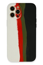 CepteToptan iPhone 12 Pro Kılıf Ebruli Lansman Silikon - Beyaz-Siyah - DROPX9970-2777