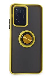 CepteToptan Xiaomi Mi 11T Pro Kılıf Montreal Yüzüklü Silikon Kapak - Sarı - DROPX4951-9614