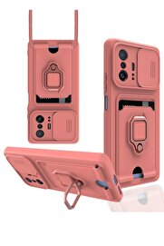 CepteToptan Xiaomi Mi 11T Pro Kılıf Zuma Kartvizitli Yüzüklü Silikon - Pembe - DROPX9866-3047
