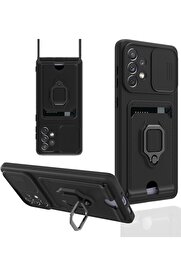 CepteToptan Samsung Galaxy A53 5G Kılıf Zuma Kartvizitli Yüzüklü Silikon - Siyah - DROPX9312-9884