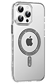 CepteToptan Apple iPhone 14 Pro Max Move Taşlı Magsafe Kapak - Siyah - DROPX9233-1019
