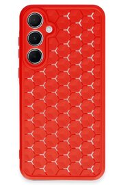 CepteToptan Samsung Galaxy A25 5G Kılıf Petek Silikon Kapak - Kırmızı - DROPX7568-4695