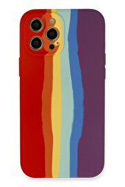 CepteToptan iPhone 12 Pro Kılıf Ebruli Lansman Silikon - Kırmızı-Mor - DROPX8022-1205