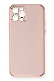 CepteToptan iPhone 12 Pro Kılıf Coco Deri Silikon Kapak - Pembe - DROPX2632-9137