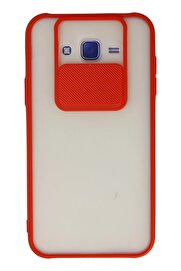CepteToptan Samsung Galaxy J7 Kılıf Palm Buzlu Kamera Sürgülü Silikon - Kırmızı - DROPX6786-4231