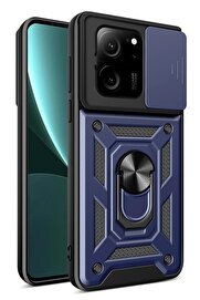 CepteToptan Xiaomi Mi 13T Pro Kılıf Pars Lens Yüzüklü Silikon - Lacivert - DROPX7674-2423