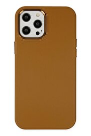 CepteToptan iPhone 12 Pro Max Kılıf Asya Deri Silikon - Kahverengi - DROPX8014-1457