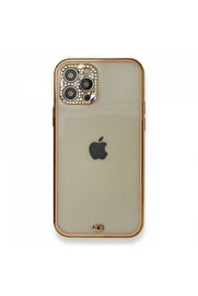 CepteToptan iPhone 12 Pro Kılıf Liva Taşlı Silikon - Pembe - DROPX5045-2456