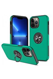 CepteToptan iPhone 13 Pro Kılıf Elit Yüzüklü Kapak - Yeşil - DROPX5828-7679