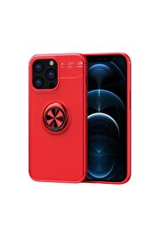 CepteToptan iPhone 13 Pro Kılıf Range Yüzüklü Silikon - Kırmızı - DROPX5889-8271