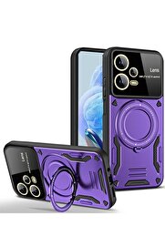 CepteToptan Xiaomi Redmi Note 12 Pro 5G Kılıf Joy Lens Standlı Kapak - Mor - DROPX2181-6385