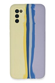 CepteToptan Samsung Galaxy A03S Kılıf Ebruli Lansman Silikon - Sarı-Lila - DROPX3569-2549