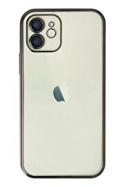 CepteToptan iPhone 12 Kılıf Lensli Silikon - Siyah - DROPX3386-3958