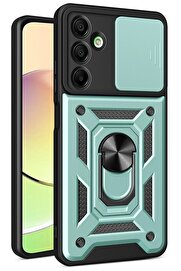 CepteToptan Samsung Galaxy A56 Kılıf Pars Lens Yüzüklü Silikon - Yeşil - DROPX8989-6757