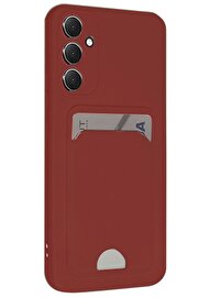 CepteToptan Samsung Galaxy S24 FE Kılıf Kelvin Kartvizitli Silikon - Bordo - DROPX2752-3932