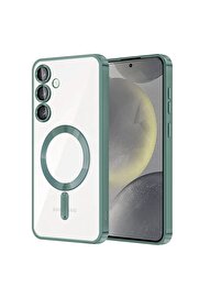 CepteToptan Samsung Galaxy S24 Kılıf Kross Magneticsafe Kapak - Koyu Yeşil - DROPX7053-2253