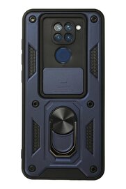 CepteToptan Xiaomi Redmi Note 9 Kılıf Pars Lens Yüzüklü Silikon - Lacivert - DROPX7710-7590