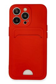 CepteToptan iPhone 13 Pro Kılıf Kelvin Kartvizitli Silikon - Kırmızı - DROPX7906-1983