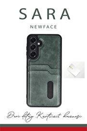 CepteToptan Samsung Galaxy A25 5G Kılıf Sara Kartvizitli Deri Kılıf - Lacivert - DROPX9567-5002