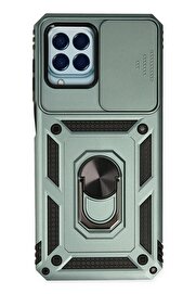 CepteToptan Samsung Galaxy M33 Kılıf Pars Lens Yüzüklü Silikon - Yeşil - DROPX1273-8690