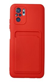 CepteToptan Xiaomi Redmi Note 10S Kılıf Kelvin Kartvizitli Silikon - Kırmızı - DROPX9321-8032