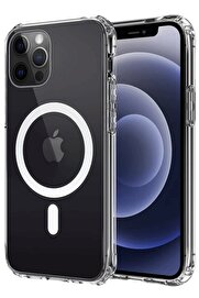CepteToptan iPhone 12 Kılıf Magneticsafe Şeffaf Silikon - Şeffaf - DROPX9025-2230