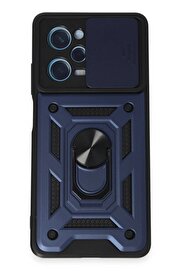 CepteToptan Xiaomi Redmi Note 12 Pro 5G Kılıf Pars Lens Yüzüklü Silikon - Lacivert - DROPX4554-8418