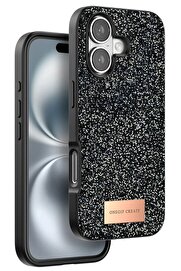 nerede bulurum iPhone 16 Plus Bright Simli Kapak - Siyah