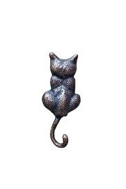 evimdeyokyok Antika Tarz Dekoratif Pirinç Kedi Sırt Kapı Tokmağı, Taktak - 160x65mm, Oksit