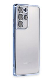 CepteToptan Samsung Galaxy S21 Ultra Kılıf Lensli Silikon - Açık Mavi - DROPX5017-1002