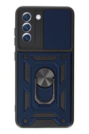 CepteToptan Samsung Galaxy S21 FE Kılıf Pars Lens Yüzüklü Silikon - Lacivert - DROPX1300-7197