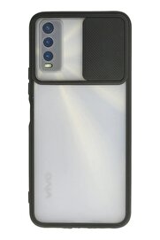 CepteToptan Vivo Y11S Kılıf Palm Buzlu Kamera Sürgülü Silikon - Siyah - DROPX4485-5684
