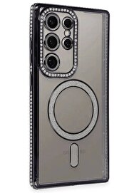 CepteToptan Newface Samsung Galaxy S24 Ultra Kılıf Joke Simli Magneticsafe Kılıf - Siyah
