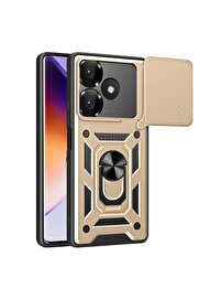 nerede bulurum Xiaomi Redmi 13 4G Kılıf Pars Lens Yüzüklü Silikon - Gold