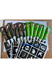 Ai̇rbrush Tattoo 6 Si̇yah 6 Kırmızı Kına 81 Desen Hedi̇yeli̇ Geçi̇ci̇ Dövme Kına Seti̇